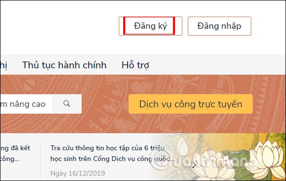 Nhấn Đăng ký